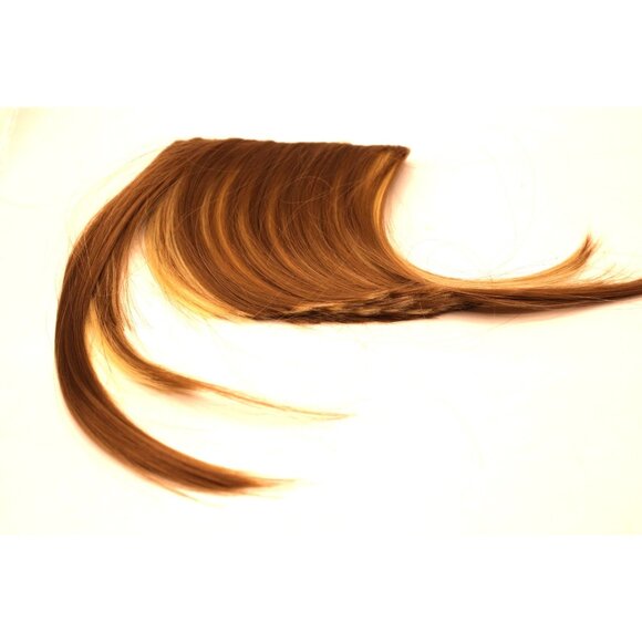 Clip-In Hair Bangs Extensions Light Brown Blonde Straight Human Hair Ponytail Up - Picture 9 of 9